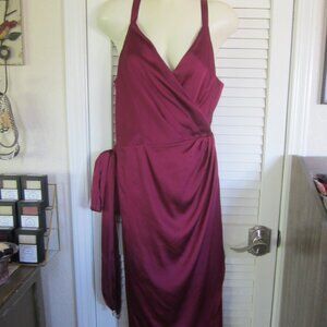 NWT - White House/Black Market - Burgundy Sateen Spaghetti Strap Dress - Size 14